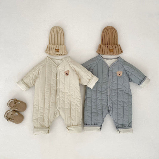 【BABY】冬新作 クマ刺繍キルトカバーオールSK102407