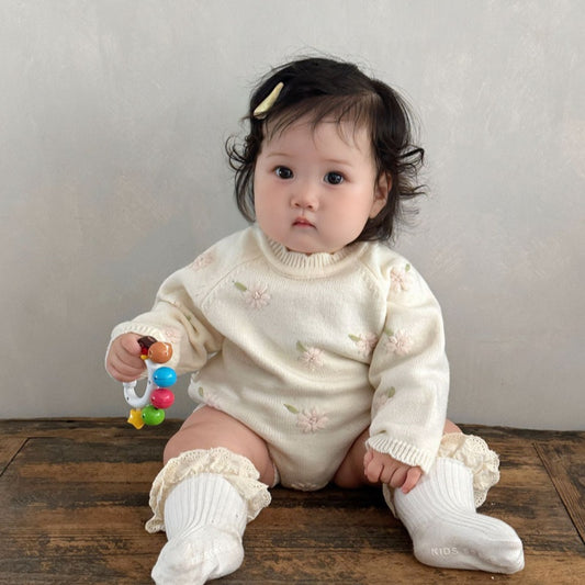 【BABY】ピンク花刺繍ロンパースSK100201