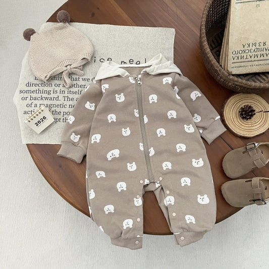 【BABY】くまさんフード付きカバーオールSK104108