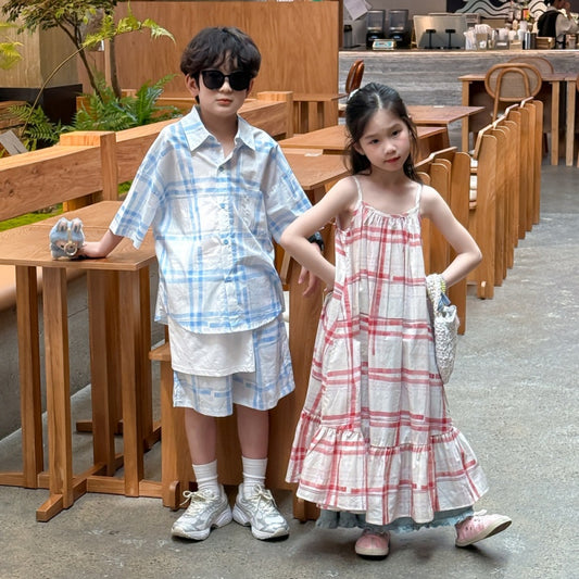 【BABY&KID】夏新作 チェック柄セットアップ、ワンピースSK080519