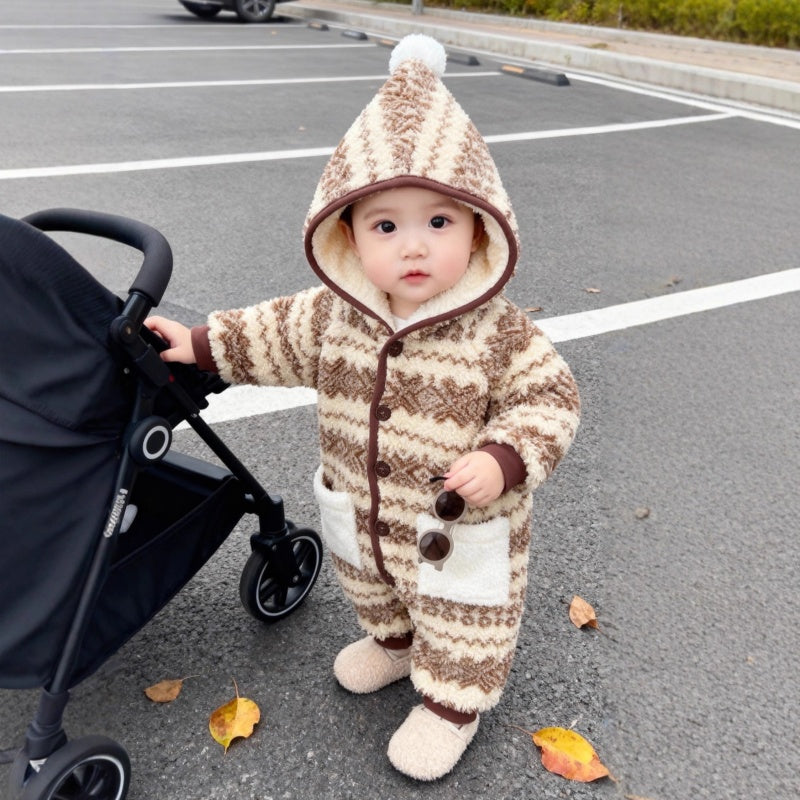 【BABY】冬新作レトロフード付きあったかカバーオールSK103207