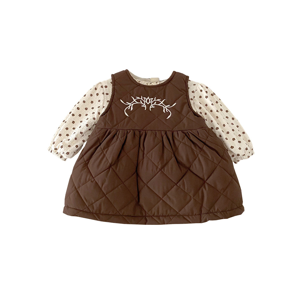 【BABY】冬新作ベルベットの花柄プリンセスドレス2点セットSK11422