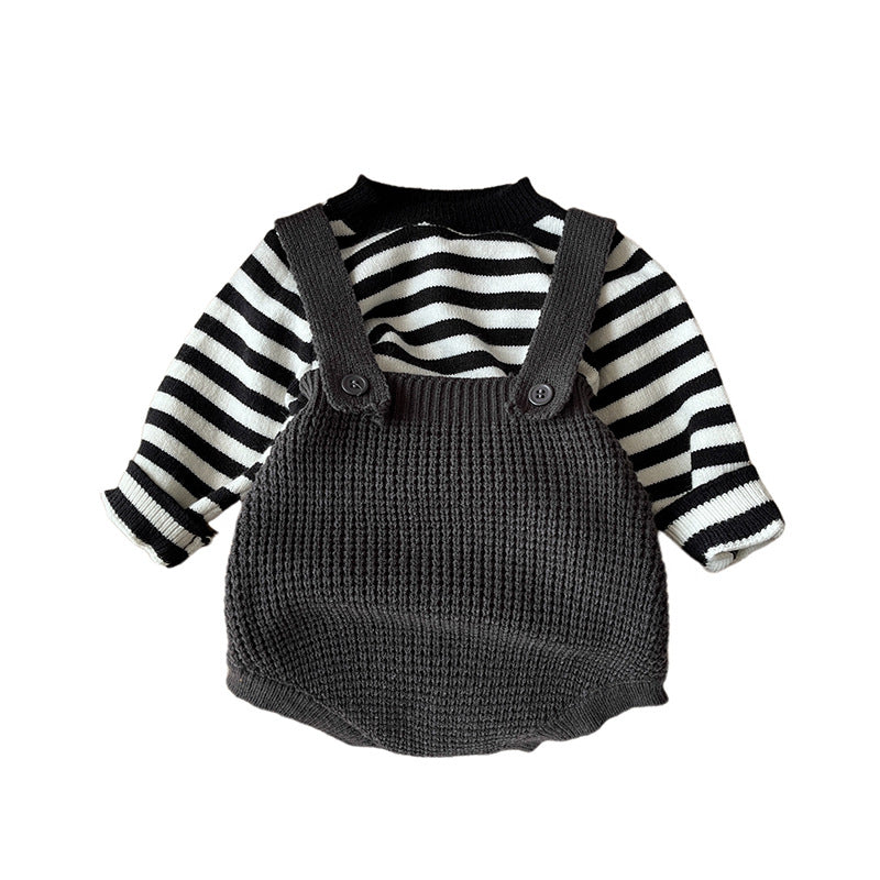 【BABY&KID】ボーダー柄長袖TシャツORサロペットSK022201