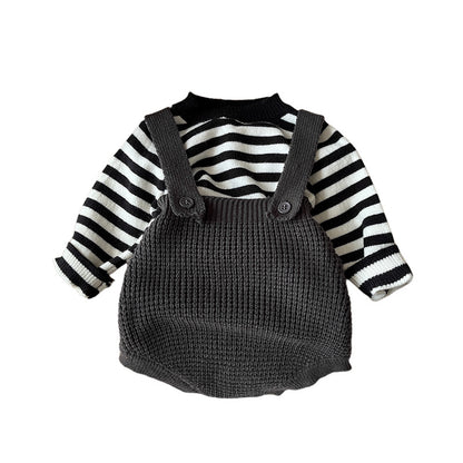 【BABY&KID】ボーダー柄長袖TシャツORサロペットSK022201