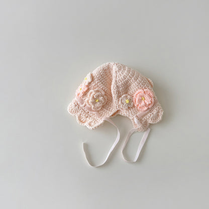 【HAT】透かし編み花柄ニット帽子SK101605