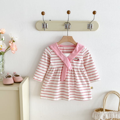 【BABY&KID】セーラー襟ボーダーワンピースSK100826