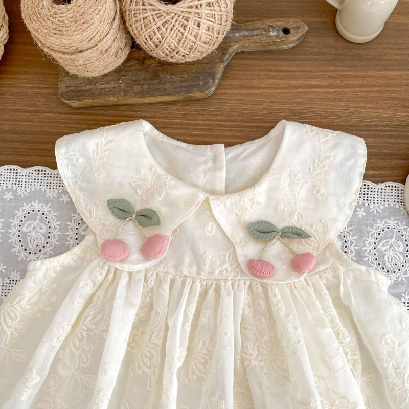 【BABY&KID】夏新作 フラワー刺繡チェリーワンピースSK072519
