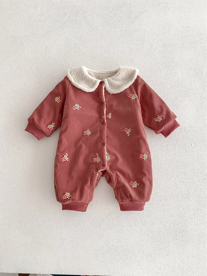 【BABY&KID】ナチュラルコーデュロイ暖かいロンパースSK022303