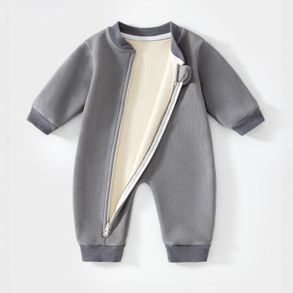 【BABY】北欧風無地裏起毛ファスナーカバーオールSK108417