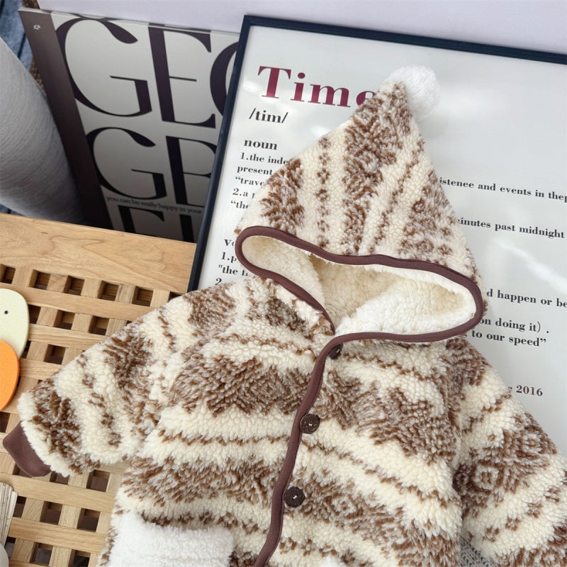 【BABY】冬新作レトロフード付きあったかカバーオールSK103207