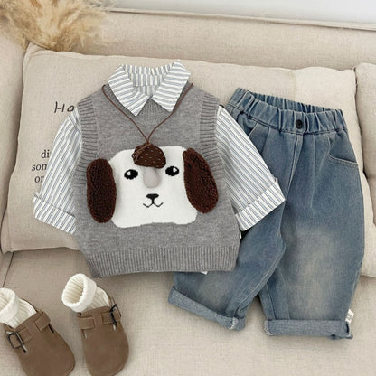 【BABY&KID】大きな耳の犬ニットベストSK100205