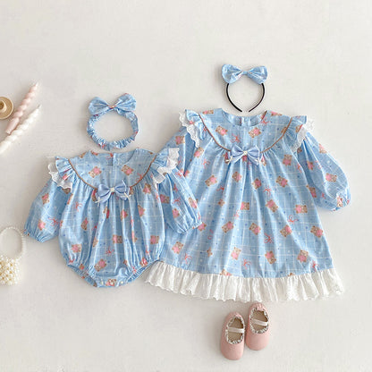 【姉妹服】ハートくまロンパース、ワンピースSK101123