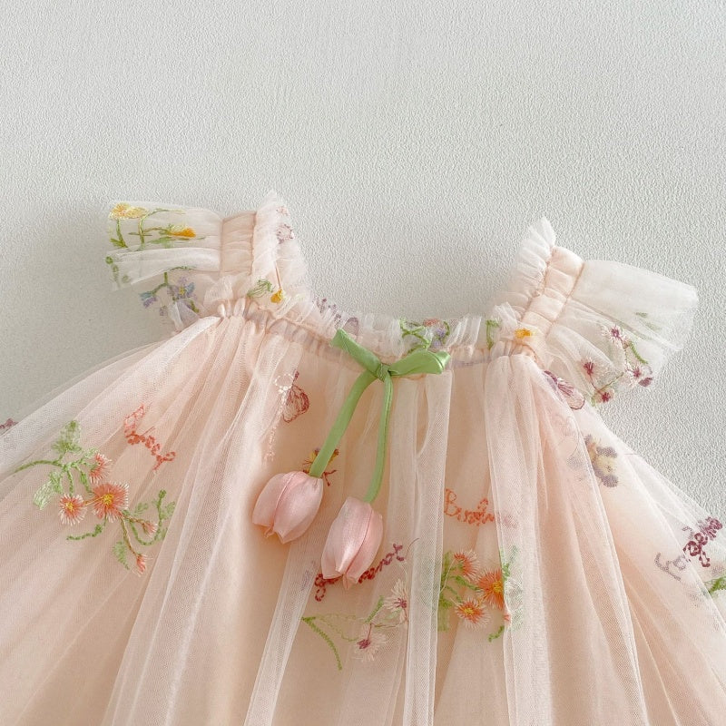 【BABY】夏新作レース刺繍フラワーワンピース＆帽子SK106518
