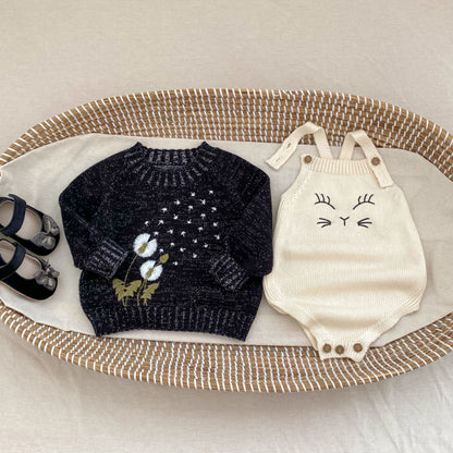 【BABY&KID】立体刺繍クルーネックプルオーバーニットSK100630