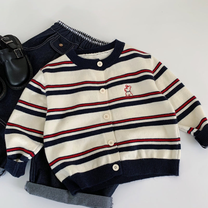 【BABY&KID】小犬刺繍ニットカーディガンSK100504
