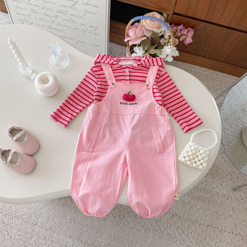 【BABY&KID】ボーダーフーディ、りんごサロペットSK100840