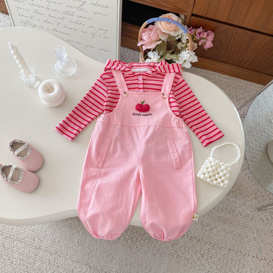 【BABY&KID】ボーダーフーディ、りんごサロペットSK100840