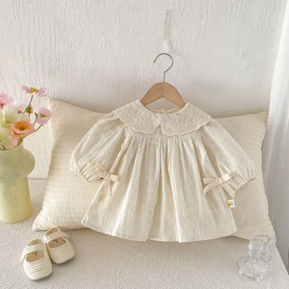 【BABY&KID】襟付きジャカード長袖ワンピースSK104320