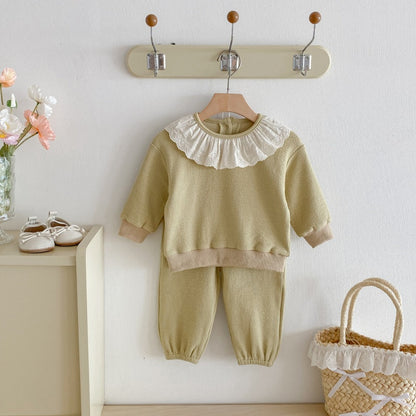 【BABY&KID】無地レース襟セットアップSK092716
