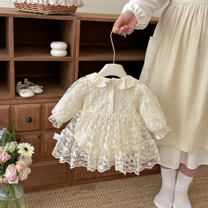 【BABY】フラワー刺繍レースロンパースSK103605