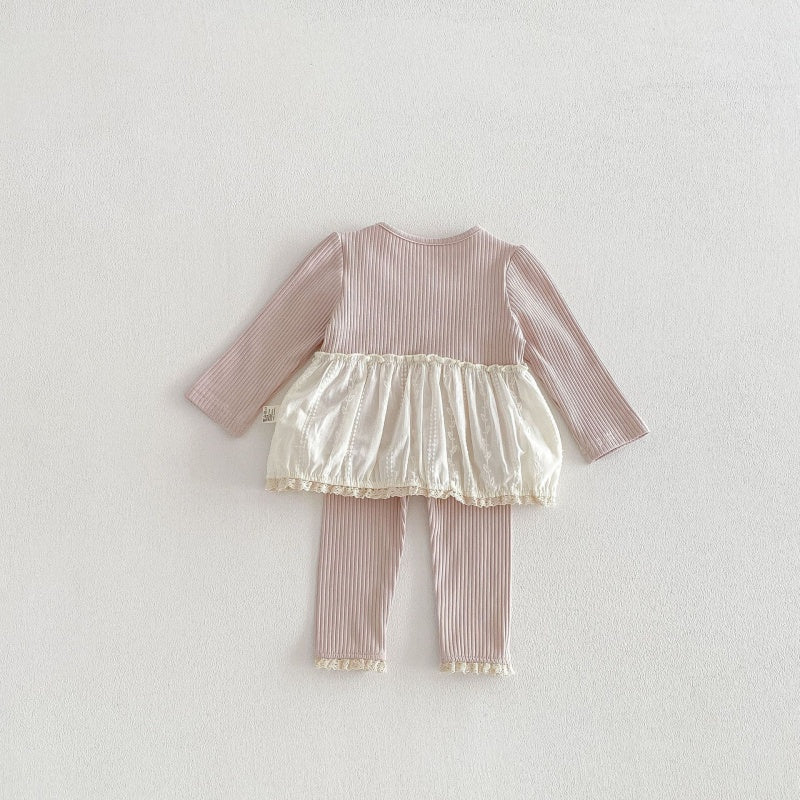 【BABY&KID】ラウンドネックフリル裾綿セットアップSK104307