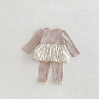 【BABY&KID】ラウンドネックフリル裾綿セットアップSK104307