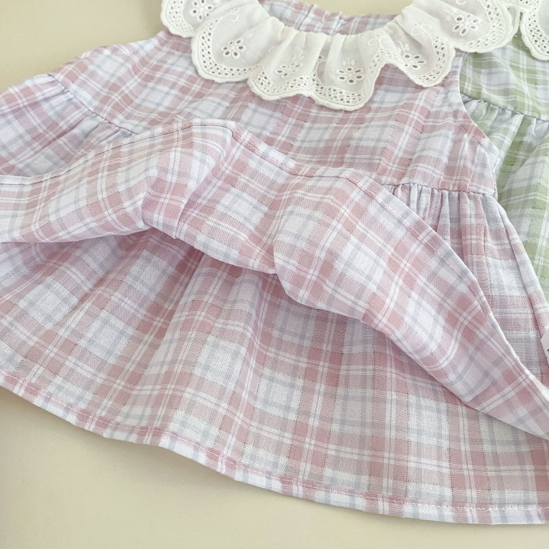 【BABY&KID】夏新作フリル襟チェックセットアップSK106406