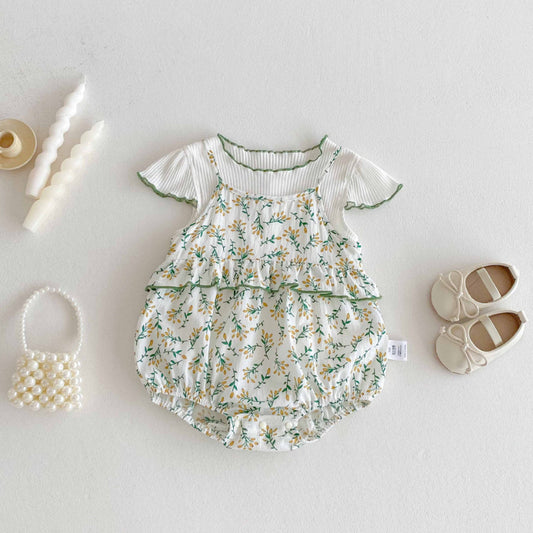【BABY】夏新作 花柄キャミソールロンパース＆TシャツSK081506