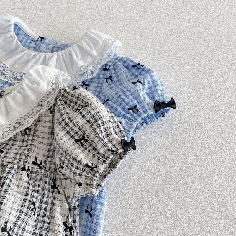 【BABY】夏新作 蝶結びパフスリーブロンパースSK104911