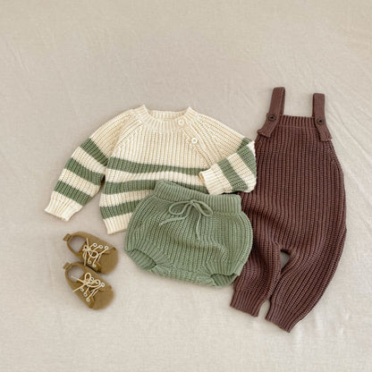 【BABY】厚手ニットサロペットカバーオールSK100728