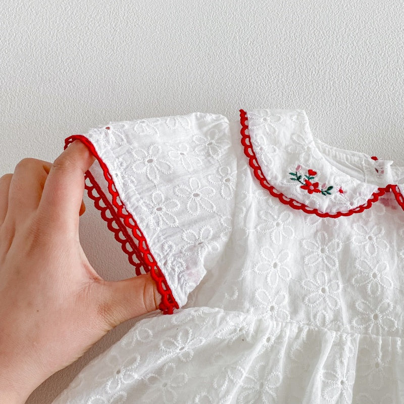 【BABY】夏新作刺繍丸襟ロンパースワンピースSK104615