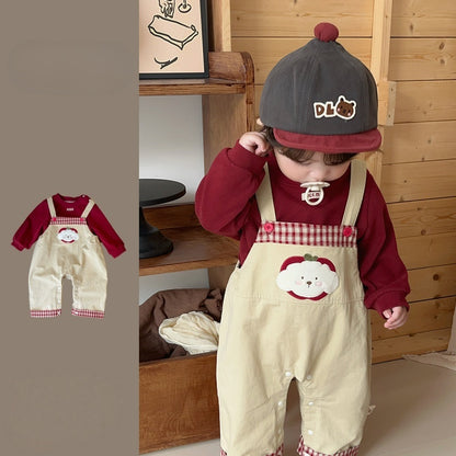 【BABY】りんご＆わんちゃんサロペット＆長袖TシャツSK104424