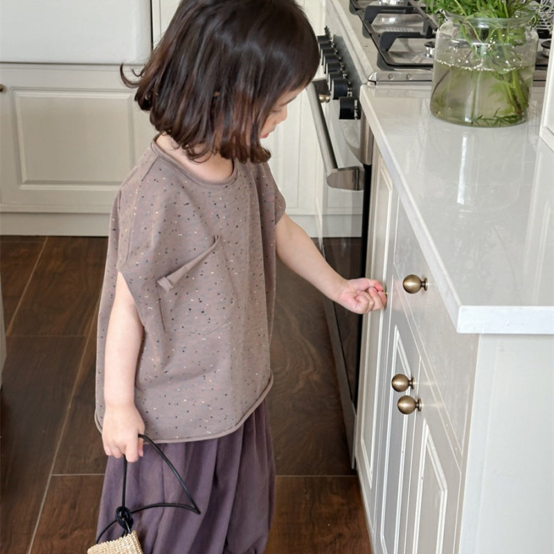 【BABY&KID】夏新作 切りっぱなし半袖TシャツSK080507