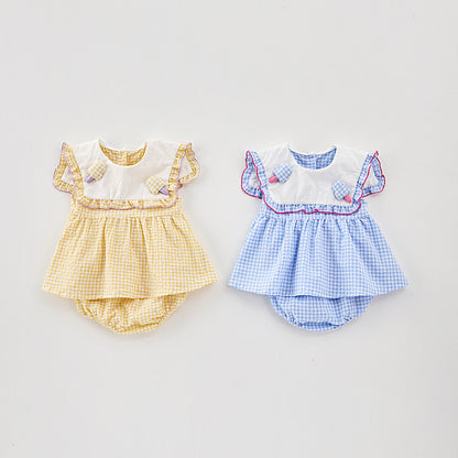 【BABY】夏新作 アイスクリームグリッドセットアップSK072310