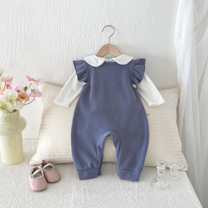 【BABY】立体フラワーフリル袖ロンパース、ドールカラーブラウスSK100832