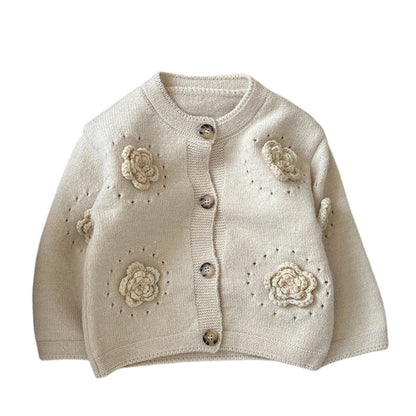 【BABY&KID】フラワー刺繡クリームセーターSK012917