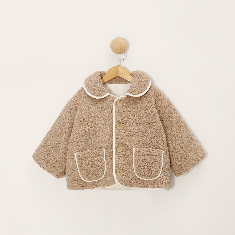【BABY&KID】北欧風 純色もこもこポケット付きコートSK012513