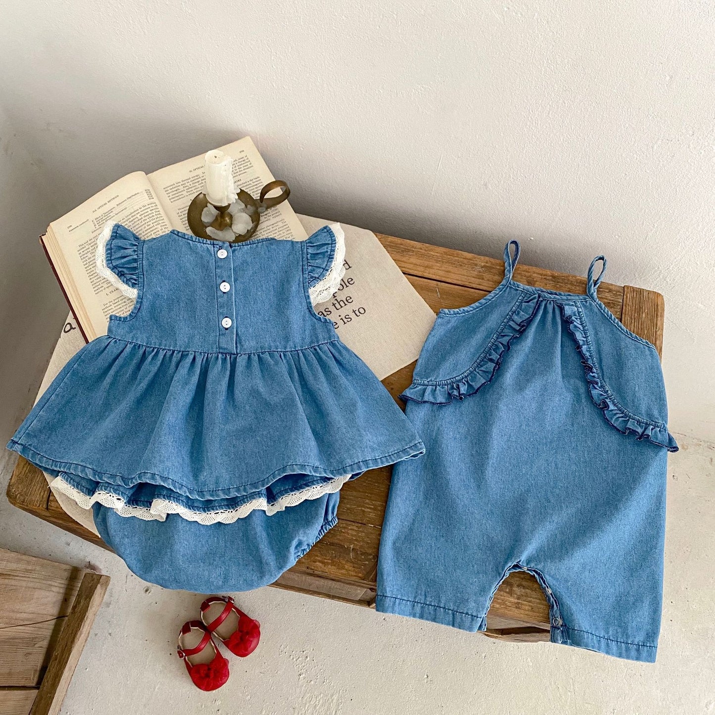 【BABY】夏新作 チェリー刺繍ロンパースorセットアップSK062709