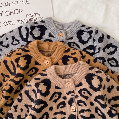 【BABY】冬新作レオパード柄ニットカバーオールSK102713