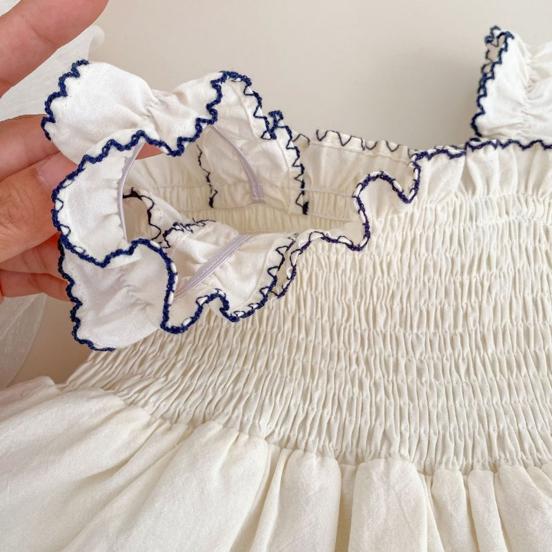 【BABY】夏新作レトロフラワー刺繍ロンパースSK105402