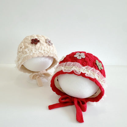 【HAT】三つ花レースベビーボンネットSK101611