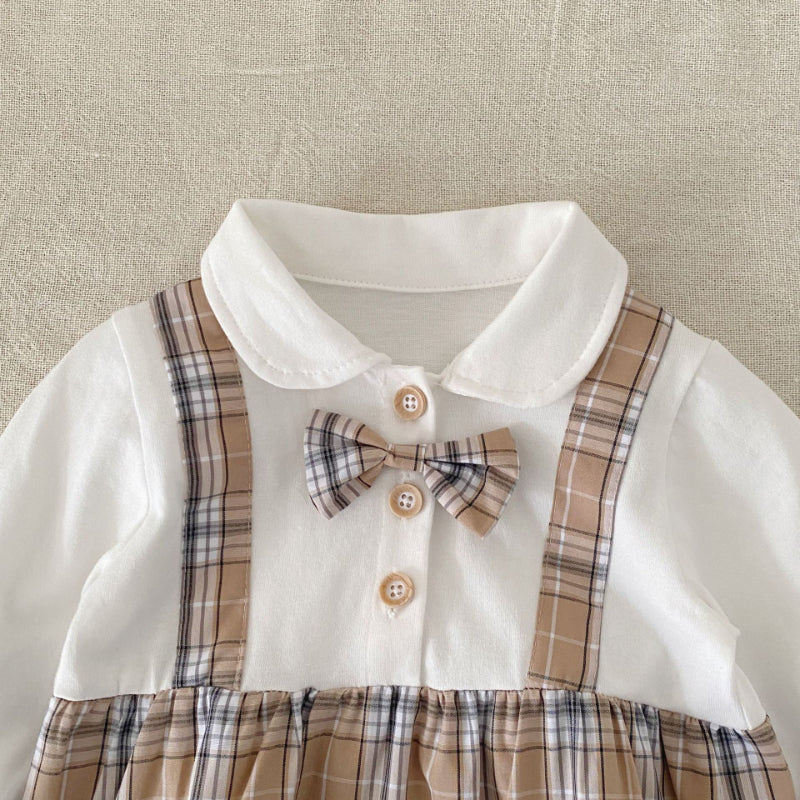 【BABY】チェック切替ロンパース＆帽子SK103613