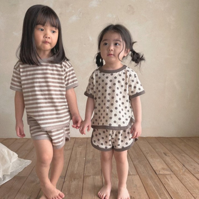 【BABY&KID】夏新作 ボーダー、ドットセットアップSK091215