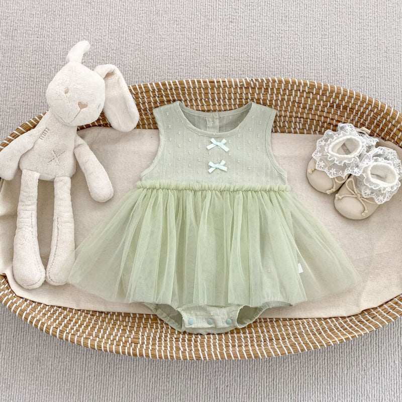 【BABY】夏新作蝶結びチュールロンパースSK105404