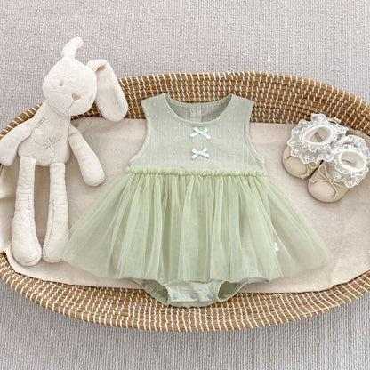 【BABY】夏新作蝶結びチュールロンパースSK105404