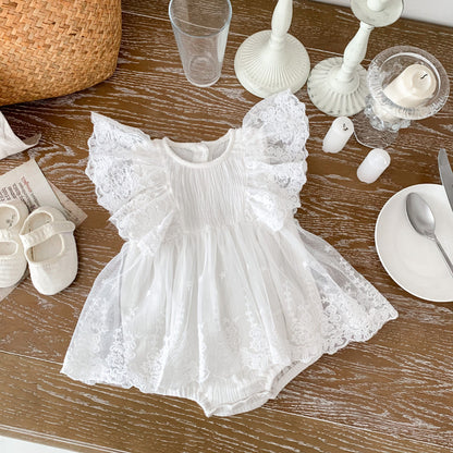【BABY】夏新作 レース刺繍ロンパースワンピSK081703