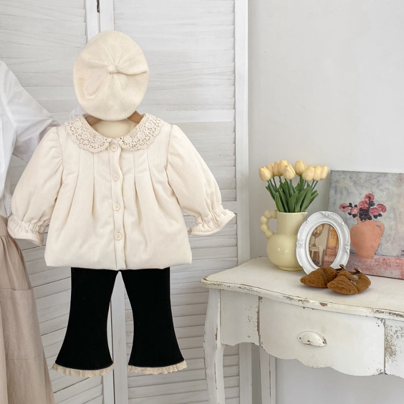 【BABY&KID】冬新作レース襟裏起毛コットンコートSK102731