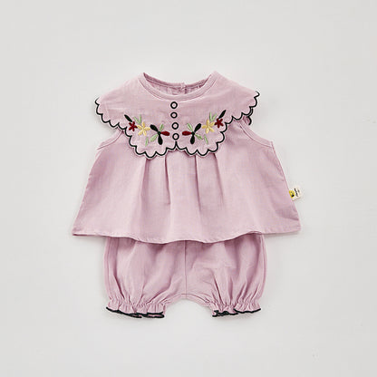 【BABY】夏新作 刺繍ノースリーブセットアップSK081522