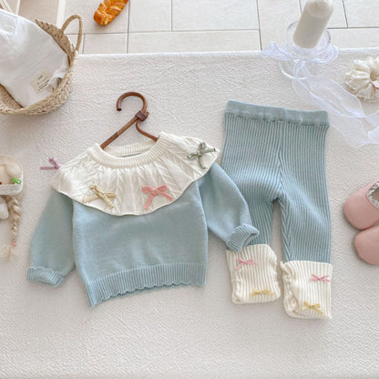 【BABY】キャンディカラー蝶結びニットセットアップSK092409