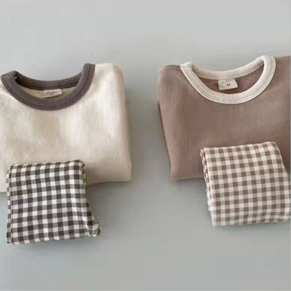 【BABY&KID】バイカラートレーナー&チェック柄ボトムスSK020921